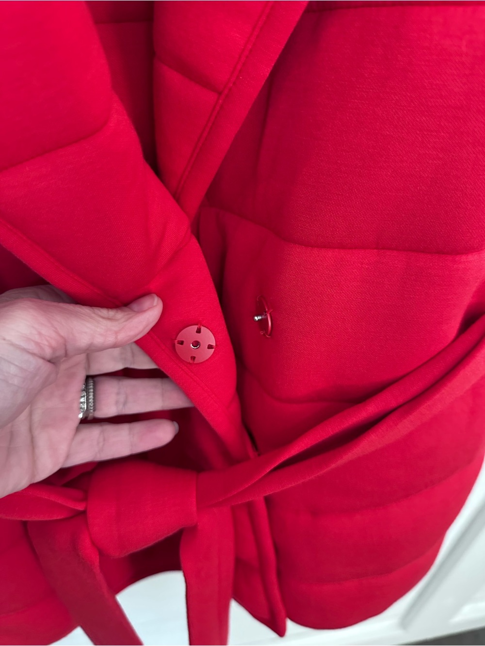 New Spanx M Red air essentials puffer belted snap closure classic vest gorpcore - Picture 8 of 15